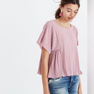 Madewell Texture & Thread Micropleat Top In Mauve